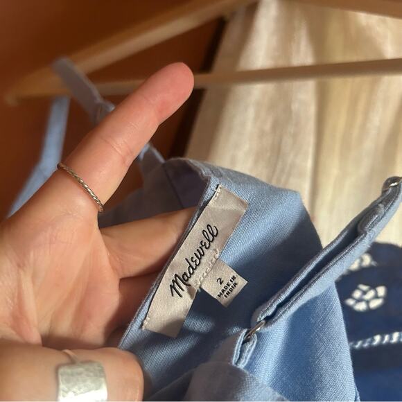 Madewell Sweetheart Midi Dress in Linen-Cotton Blend Powder Blue NEW Size 2 - Picture 5 of 9
